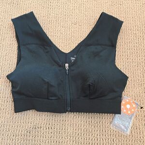 Copper Life Sports Bra Womens Large Zip Front Active Gym Shoulder Support NEW